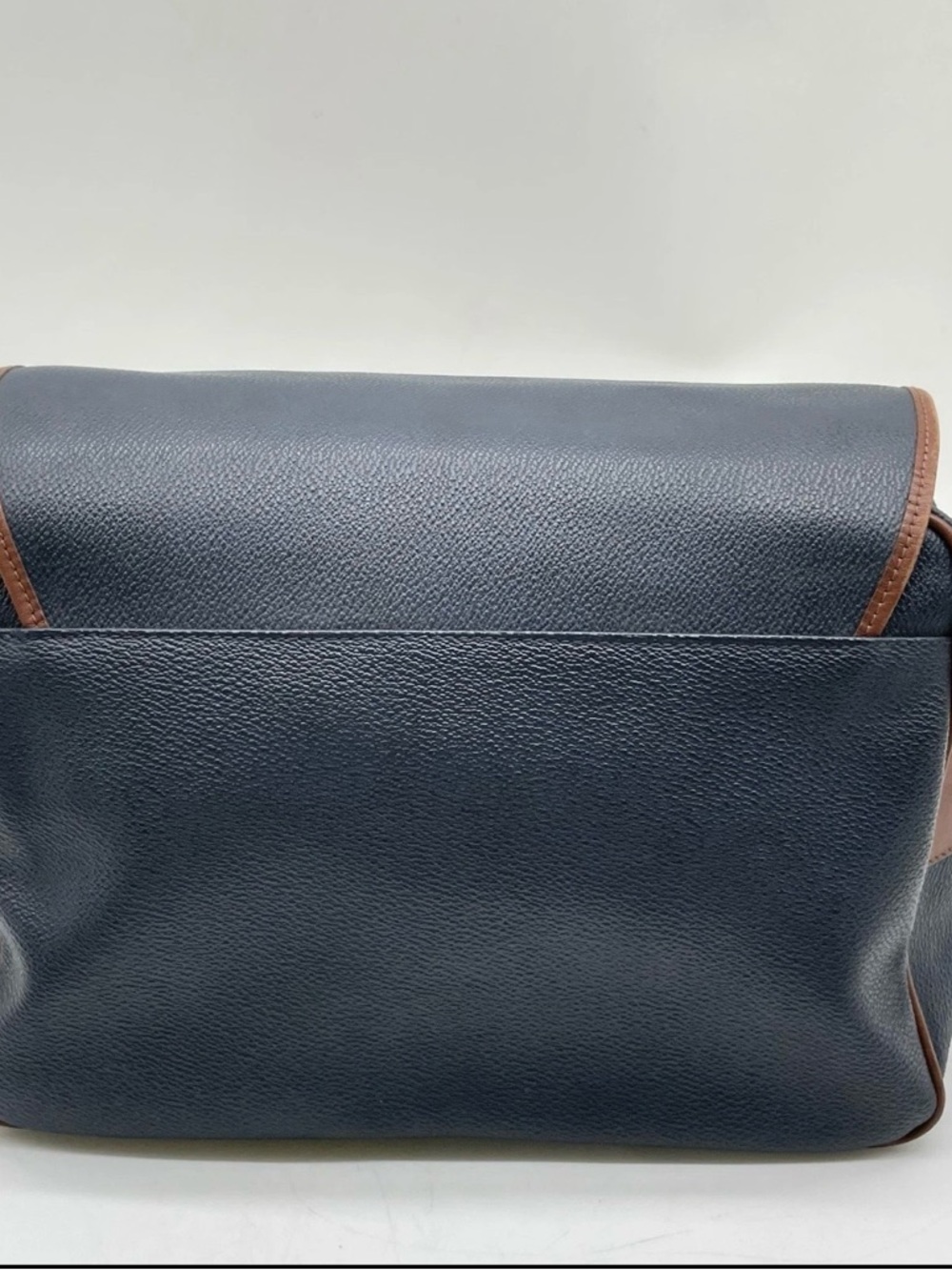 Burberry Navy and Brown Leather Trim Messenger Bag - Picture 4 of 10